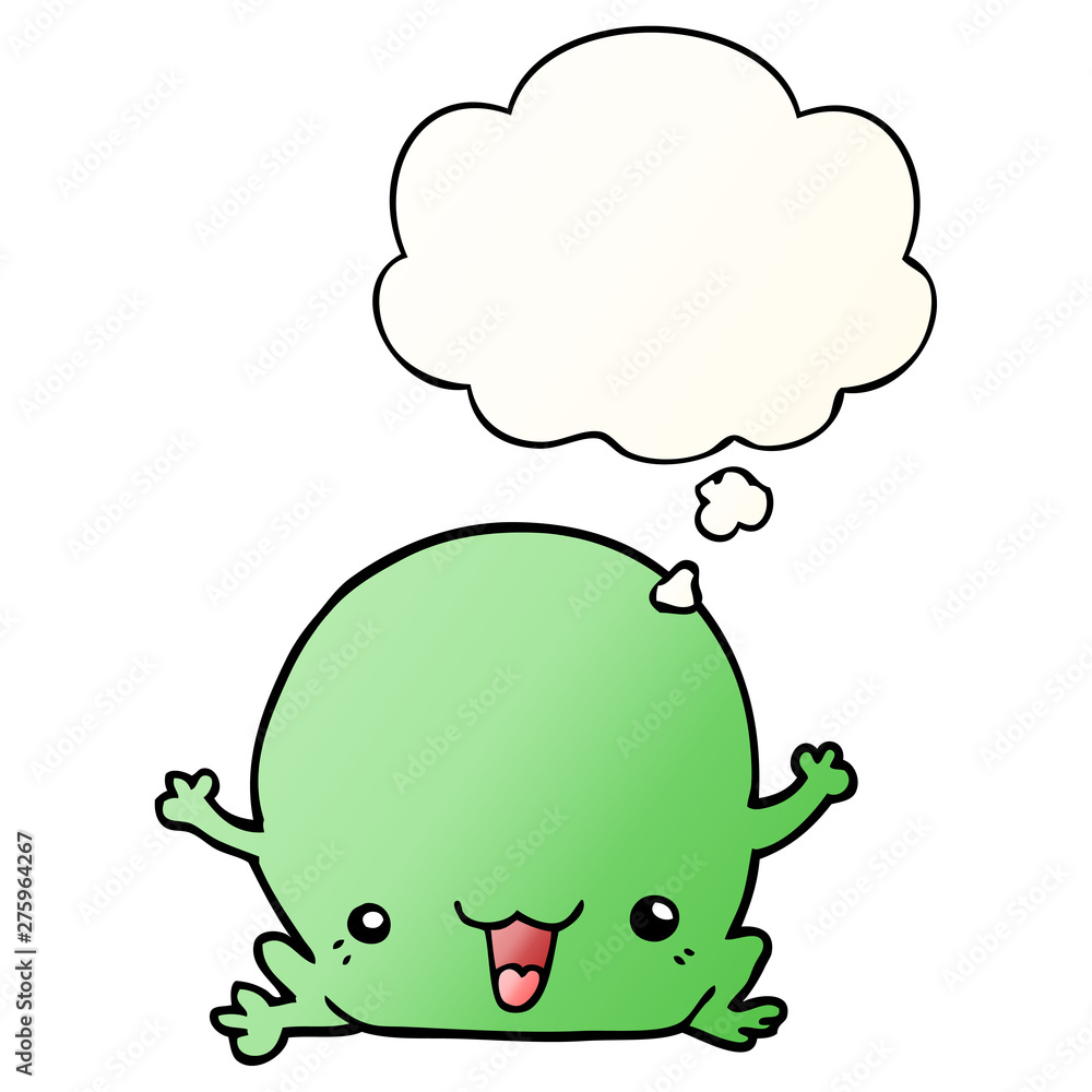 cartoon frog and thought bubble in smooth gradient style cartoon frog and thought bubble in smooth gradient style
