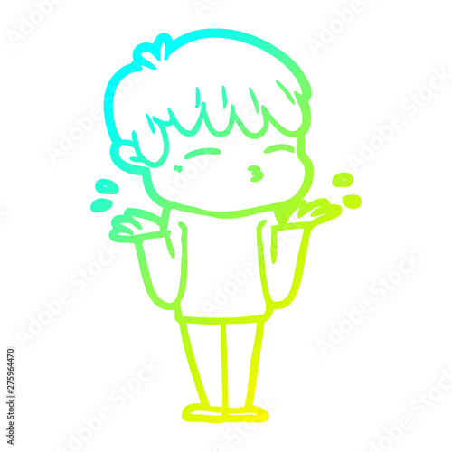 cold gradient line drawing cartoon curious boy