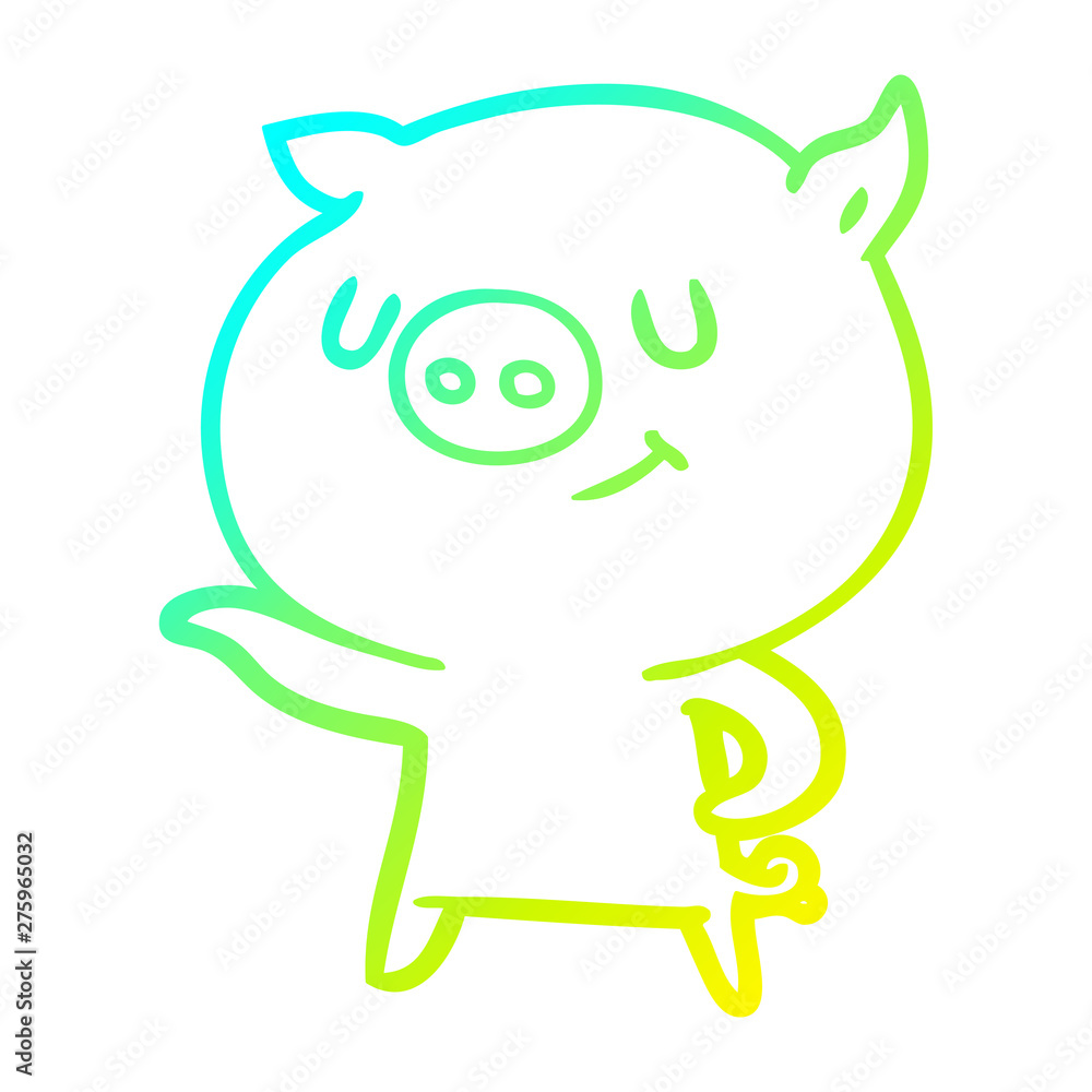 cold gradient line drawing happy cartoon pig cold gradient line drawing happy cartoon pig