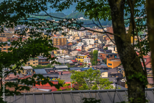 Takayama - May 26, 2019: Panoramic view of the town of Takayama, Japan