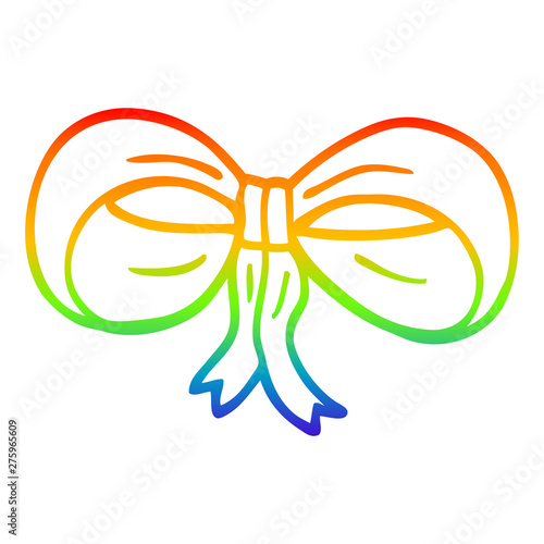 rainbow gradient line drawing cartoon tied bow