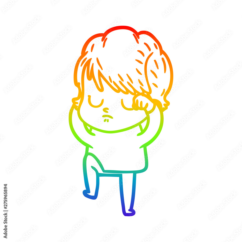 rainbow gradient line drawing cartoon woman rainbow gradient line drawing cartoon woman