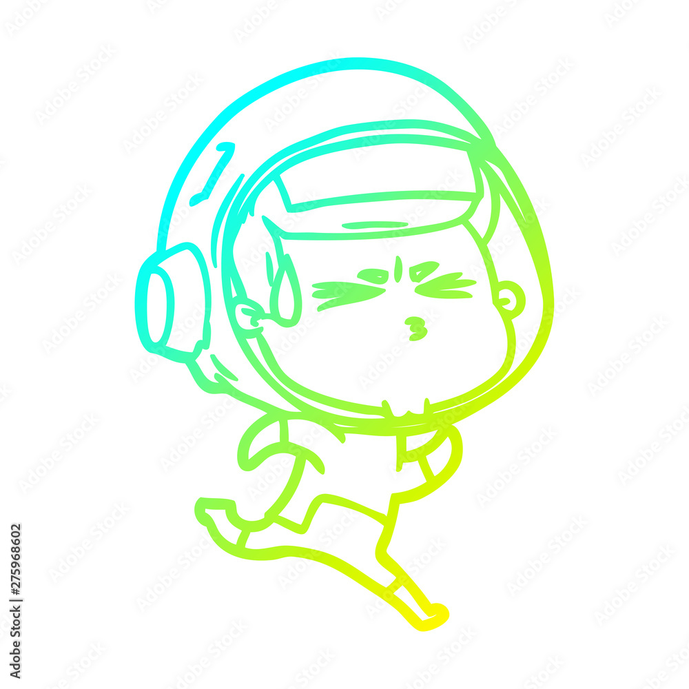 cold gradient line drawing cartoon stressed astronaut cold gradient line drawing cartoon stressed astronaut