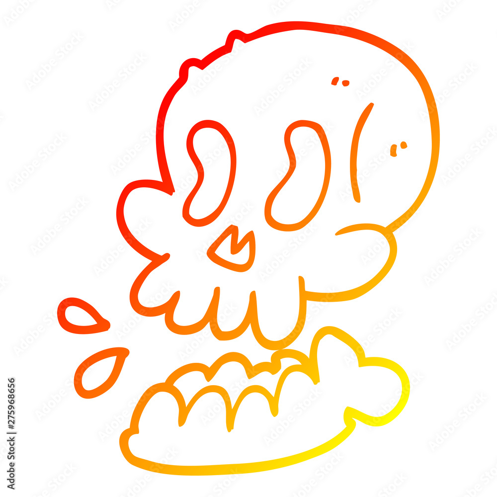 warm gradient line drawing funny cartoon skull
