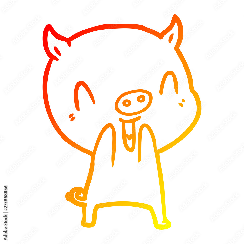 warm gradient line drawing happy cartoon pig warm gradient line drawing happy cartoon pig