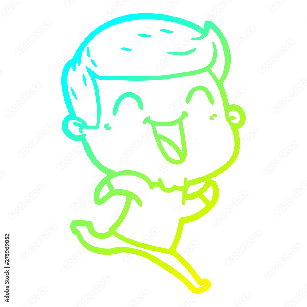 Obraz premium cold gradient line drawing cartoon man laughing