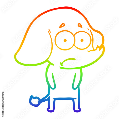 rainbow gradient line drawing cartoon unsure elephant