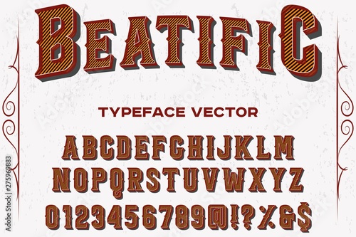  Retro Typography. Striped Typeface. Vector Illustration.