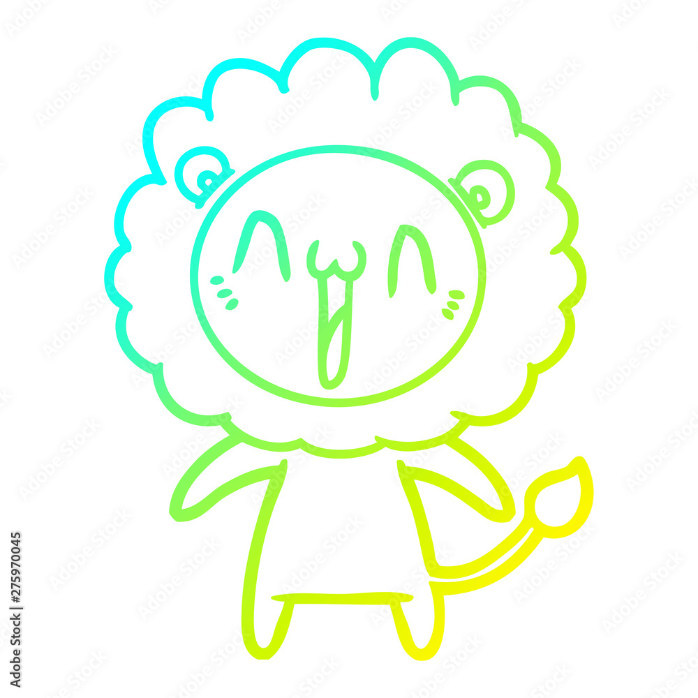 cold gradient line drawing happy cartoon lion cold gradient line drawing happy cartoon lion