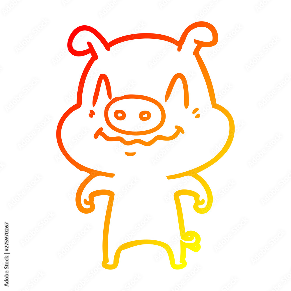 warm gradient line drawing nervous cartoon pig warm gradient line drawing nervous cartoon pig