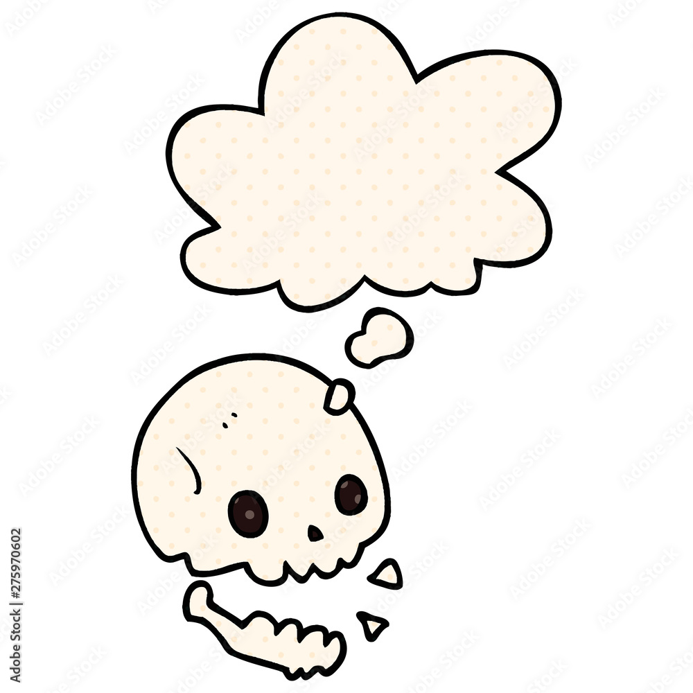 cartoon spooky skull and thought bubble in comic book style cartoon spooky skull and thought bubble in comic book style