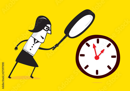 An inspector examines the time.