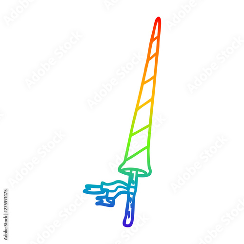 rainbow gradient line drawing cartoon knights lance