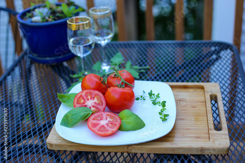 Sweet tomatoes and basil