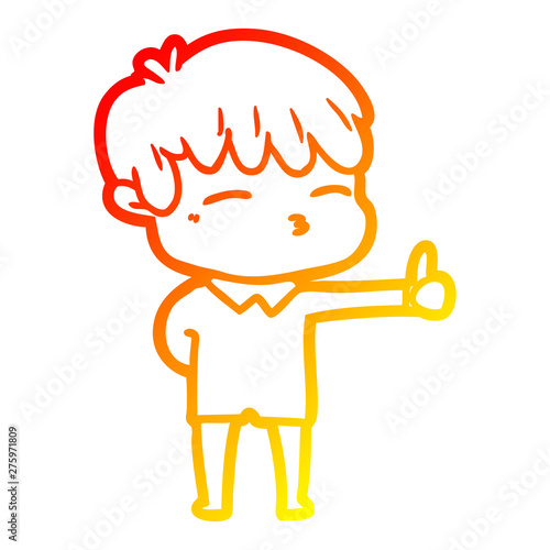 warm gradient line drawing cartoon curious boy