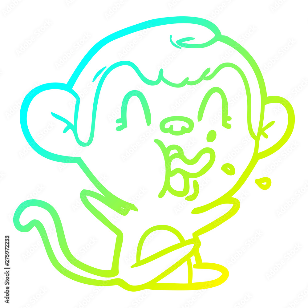 cold gradient line drawing crazy cartoon monkey cold gradient line drawing crazy cartoon monkey
