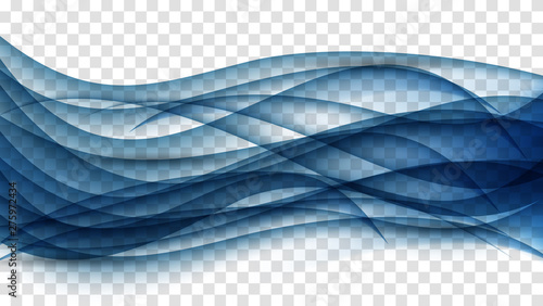 Abstract Blue Wave Set on Transparent  Background. Vector Illustration