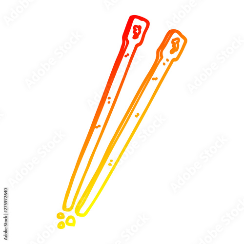 warm gradient line drawing cartoon chop sticks