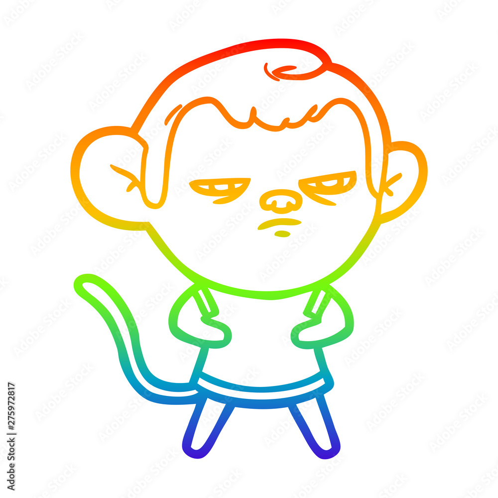 rainbow gradient line drawing cartoon monkey rainbow gradient line drawing cartoon monkey
