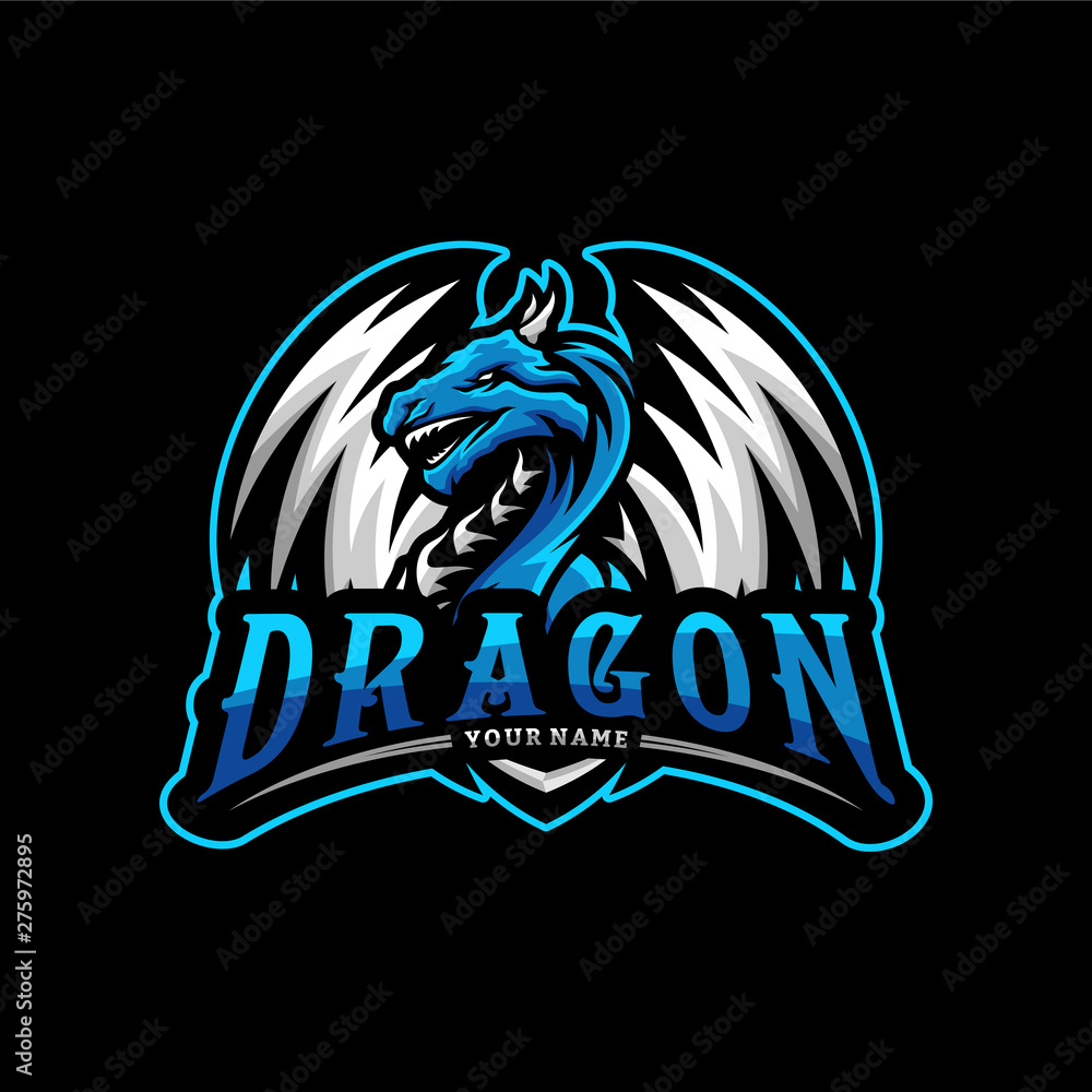 Dragon eSports Logo Design Vector. Dragon Mascot Gaming Logo Concepts ...