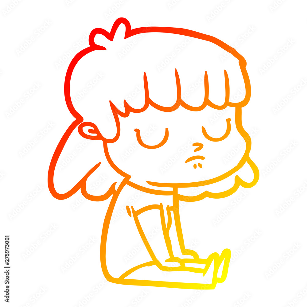 warm gradient line drawing cartoon indifferent woman warm gradient line drawing cartoon indifferent woman