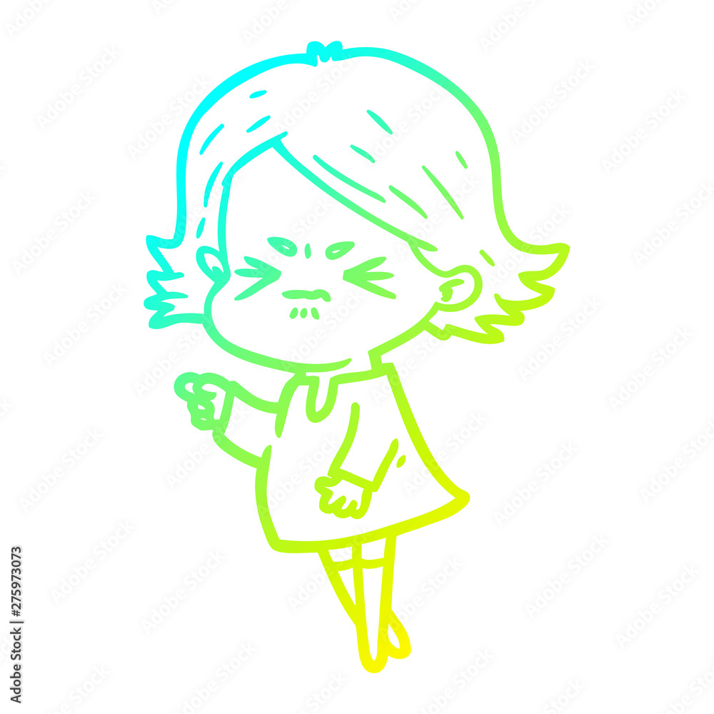 cold gradient line drawing cartoon angry woman cold gradient line drawing cartoon angry woman