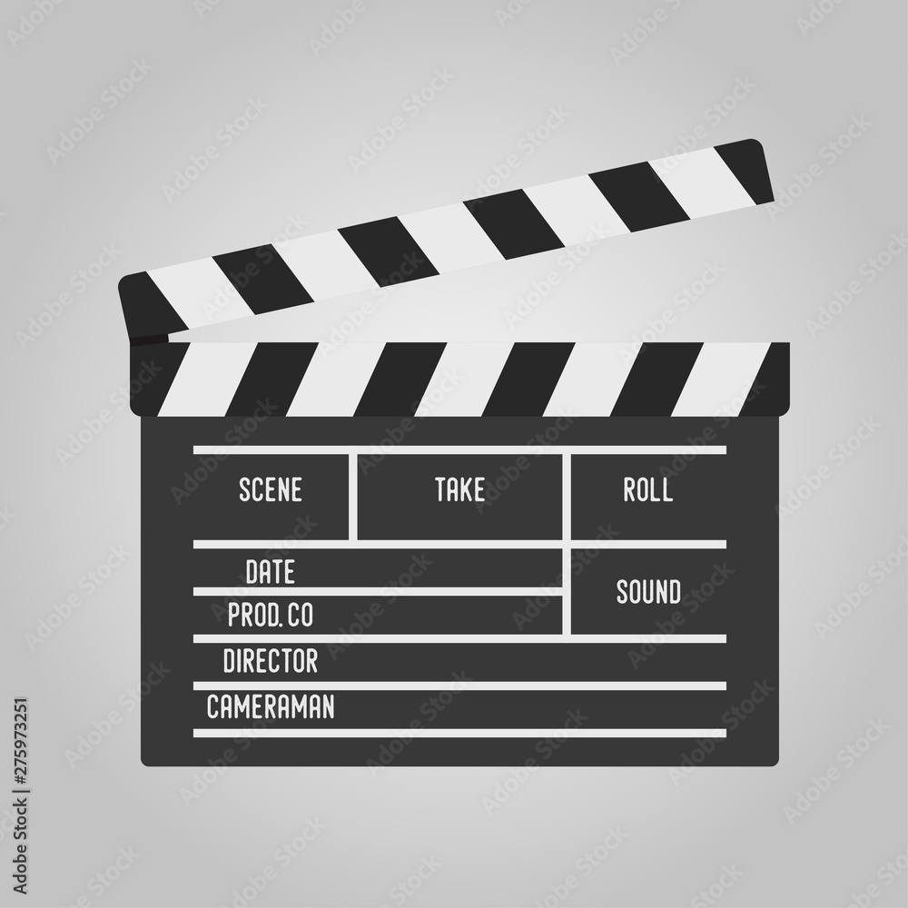 Vector clapperboard for movie making. Clapper for cinema