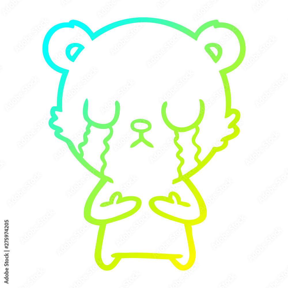 cold gradient line drawing crying cartoon bear cold gradient line drawing crying cartoon bear