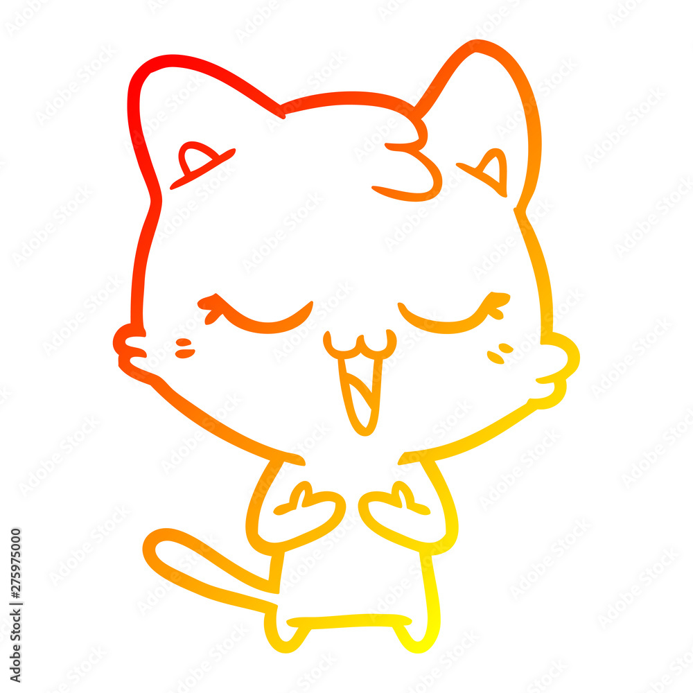 warm gradient line drawing happy cartoon cat warm gradient line drawing happy cartoon cat