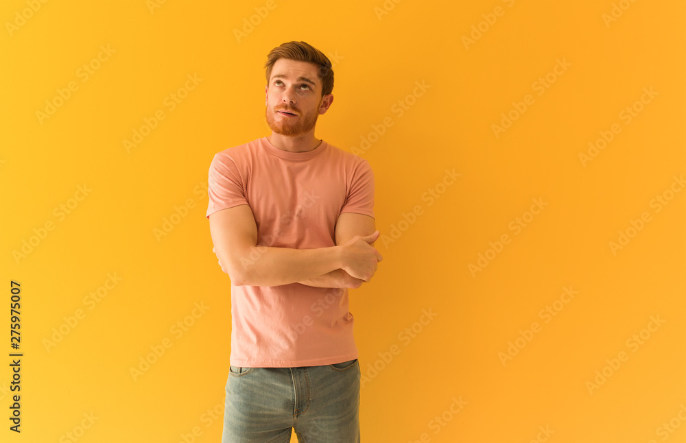 Young redhead man tired and bored Young redhead man tired and bored