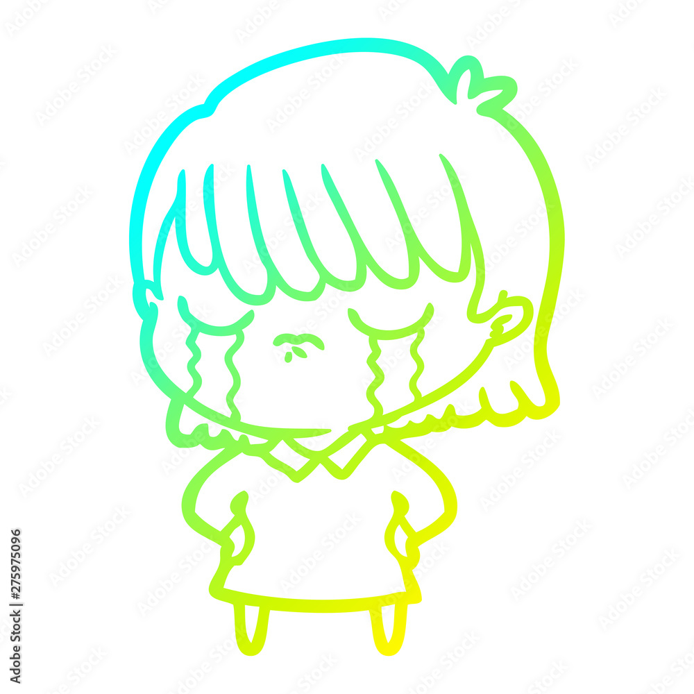 cold gradient line drawing cartoon woman crying cold gradient line drawing cartoon woman crying