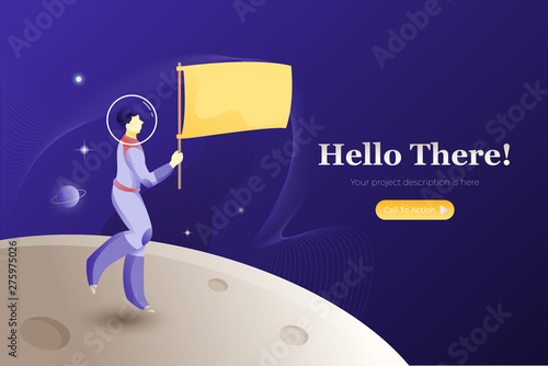 Astronaut With Flag Template