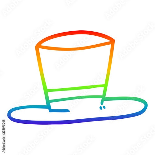 rainbow gradient line drawing cartoon top hat