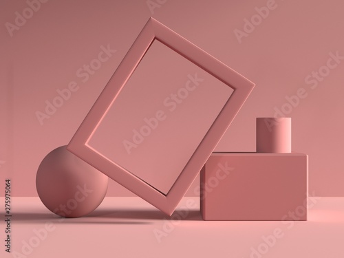 3d render image of pink Geometric background mock up or element.Minimal Geometric background.