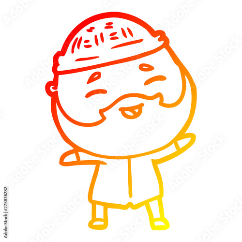 warm gradient line drawing cartoon happy bearded man