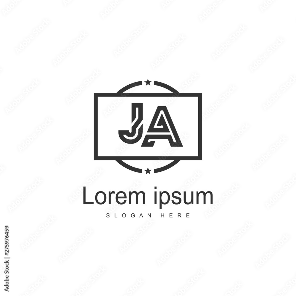 Initial JA logo template with modern frame. Minimalist JA letter logo vector illustration