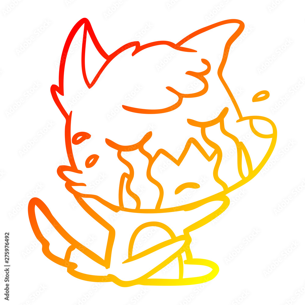 warm gradient line drawing crying fox cartoon warm gradient line drawing crying fox cartoon