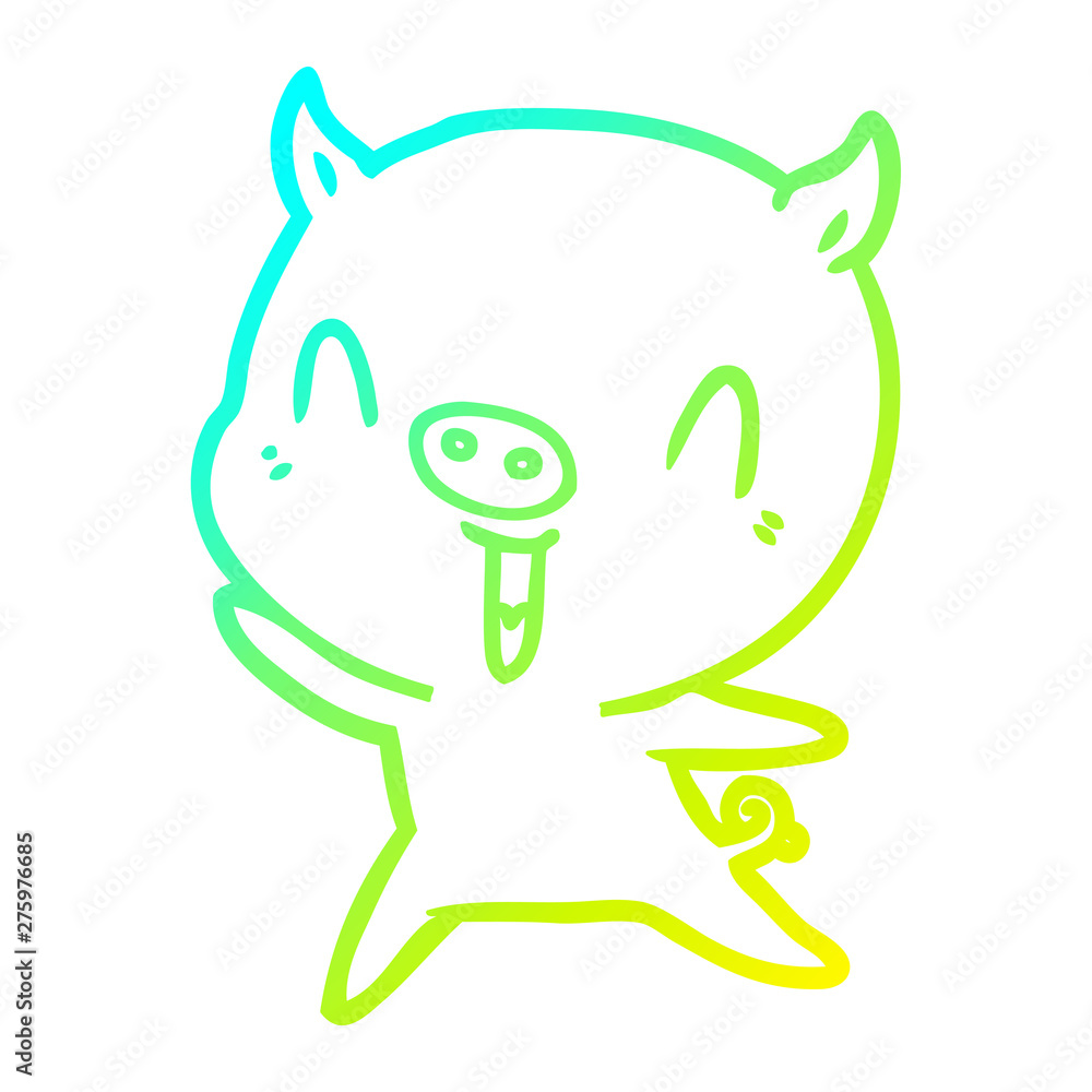 cold gradient line drawing happy cartoon pig cold gradient line drawing happy cartoon pig