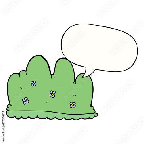 cartoon hedge and speech bubble