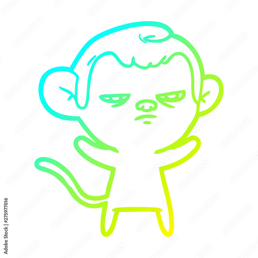 cold gradient line drawing cartoon annoyed monkey cold gradient line drawing cartoon annoyed monkey