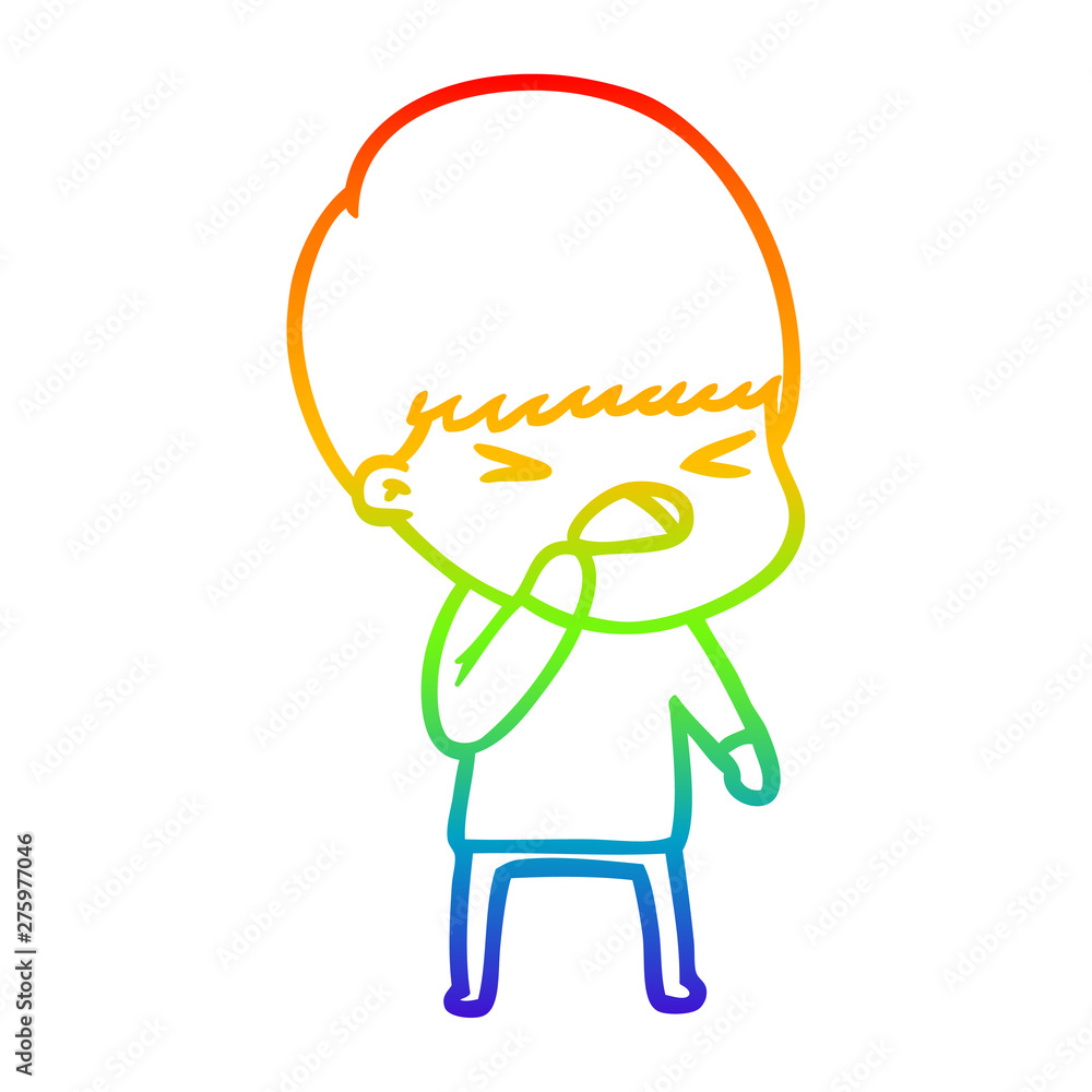 rainbow gradient line drawing cartoon stressed man rainbow gradient line drawing cartoon stressed man