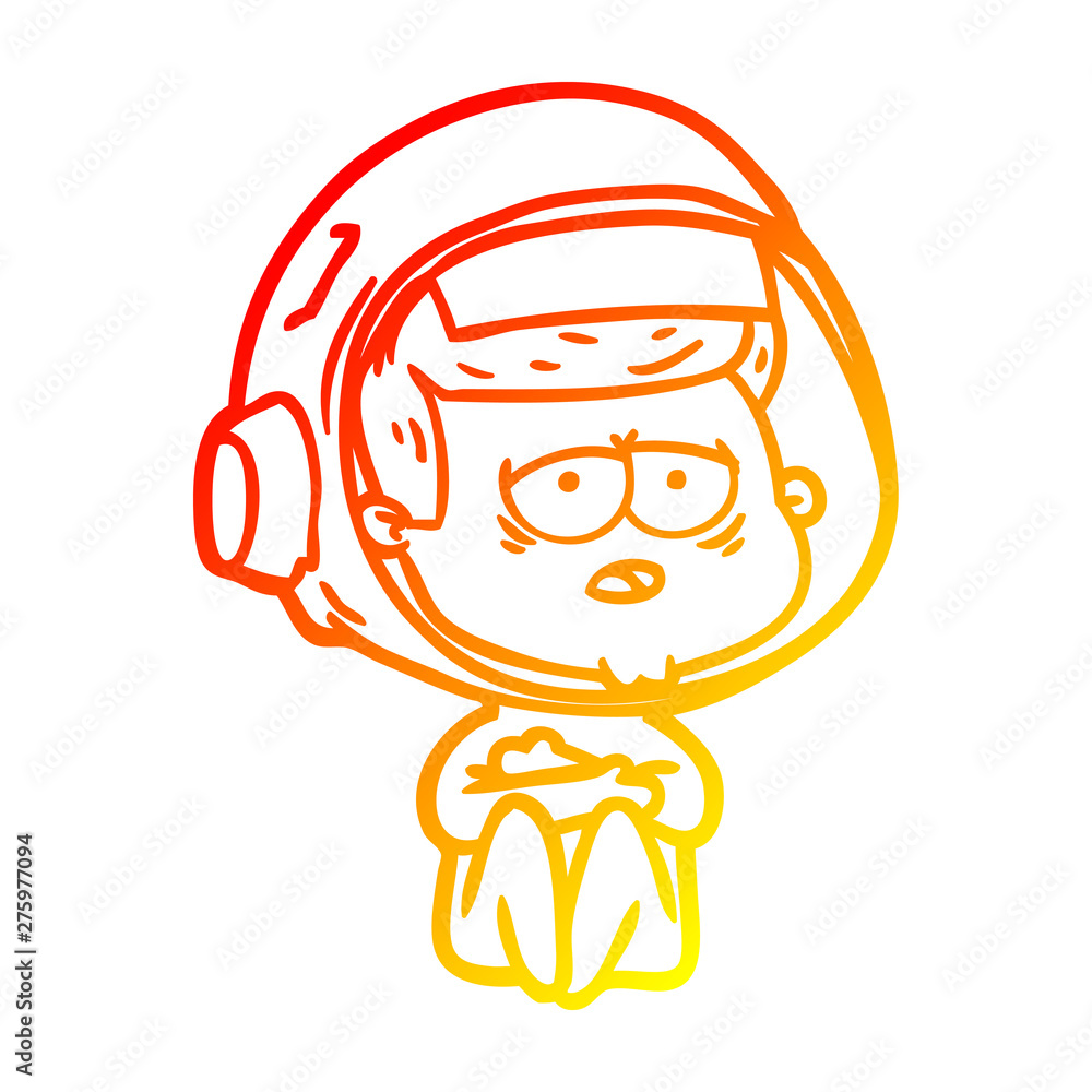 Obraz premium warm gradient line drawing cartoon tired astronaut