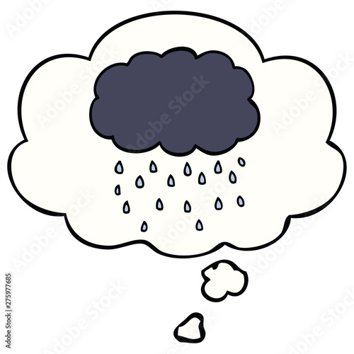 cartoon cloud raining and thought bubble