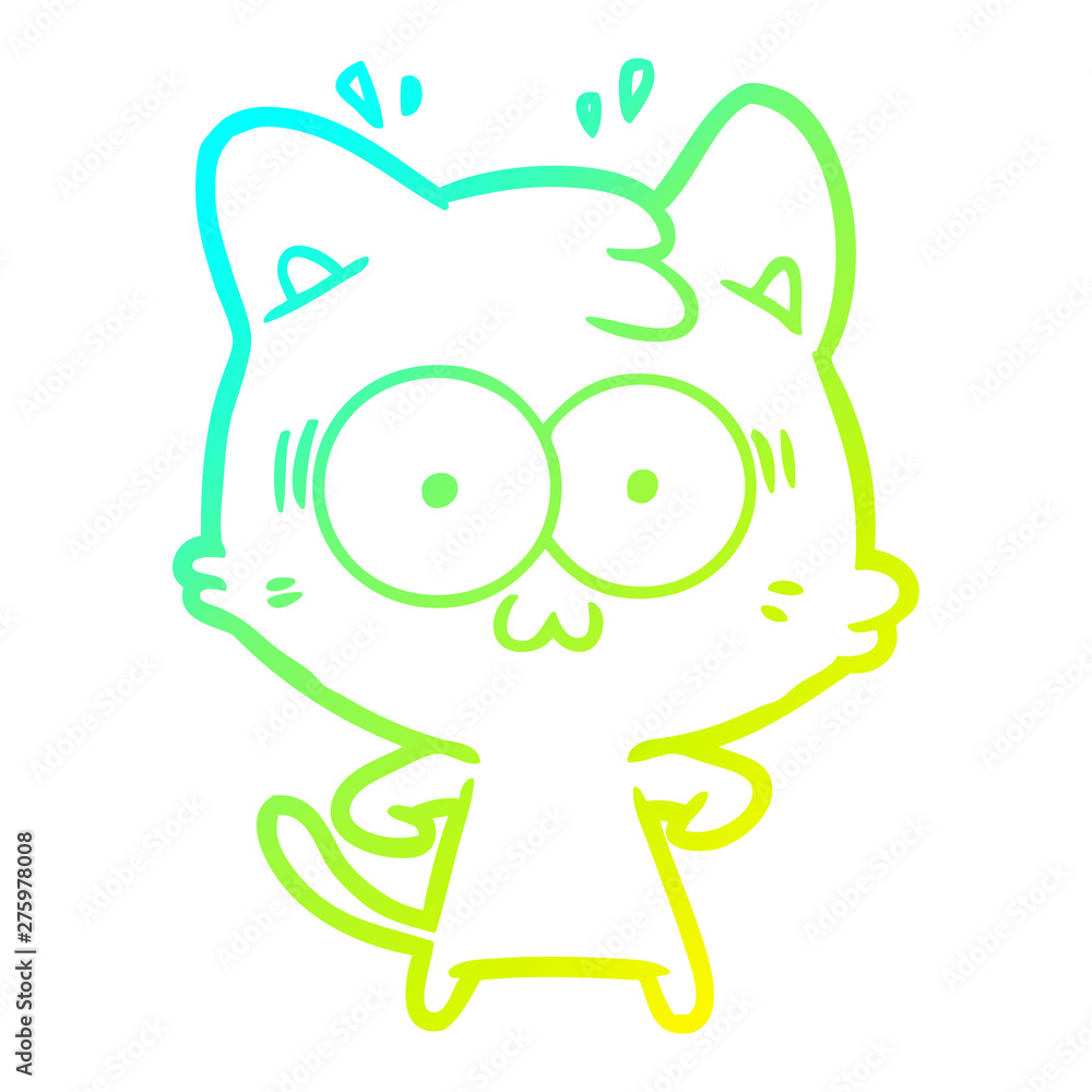 cold gradient line drawing cartoon surprised cat cold gradient line drawing cartoon surprised cat