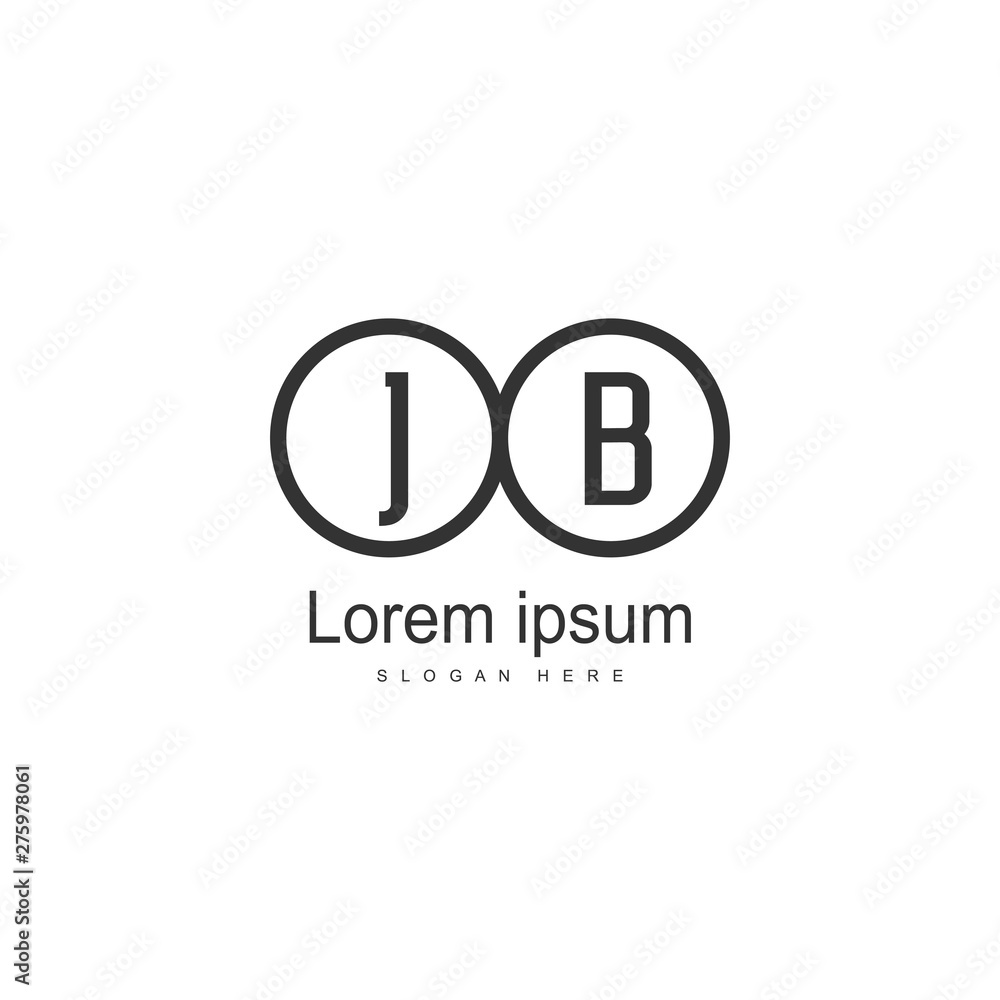 Initial JB logo template with modern frame. Minimalist JB letter logo vector illustration