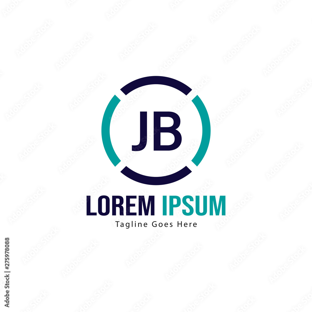 Initial JB logo template with modern frame. Minimalist JB letter logo vector illustration