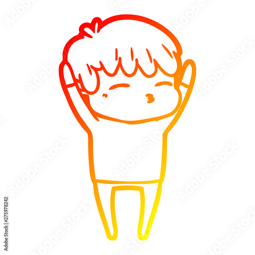 warm gradient line drawing cartoon curious boy