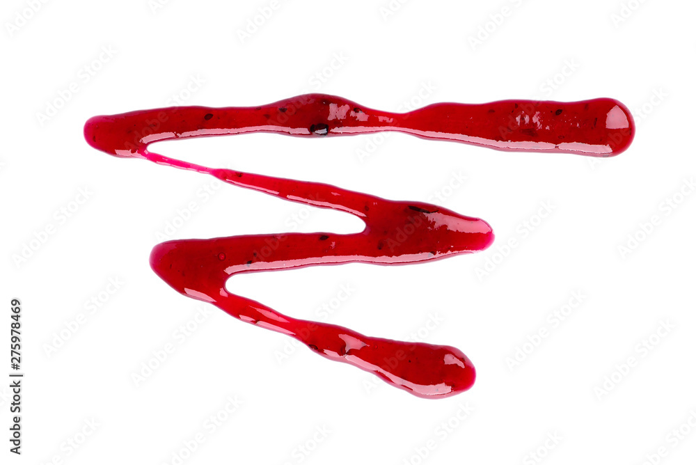 Blueberry jam drizzle isolated on white background. Splashes of red berry jam. Top view. Blueberry jam drizzle isolated on white background. Splashes of red berry jam. Top view.
