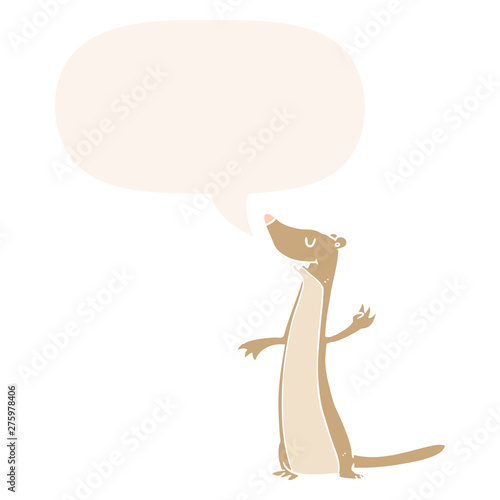 cartoon weasel and speech bubble in retro style