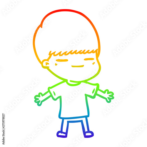 rainbow gradient line drawing cartoon smug boy